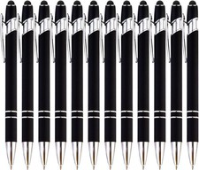 12 Pieces Black Ballpoint Pen with Stylus Tip, 2 in 1 Stylus Pen, Premium Metal picture