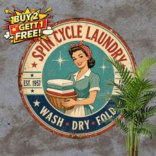 Vintage Laundry Service Metal Sign Laundry Room Utility Decor Tin Plaque 8x8 picture