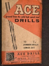 Vintage Ace Drill Co. Pack of 12  No. 301 3/16