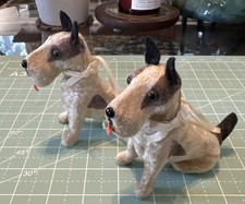 Vintage Pair Of Fripon Fox Terrier Mohair Dogs Original Ribbons Jumeau Bleuette picture
