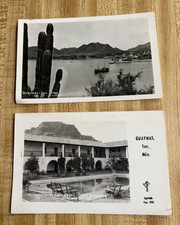1930's RPPC 2 Postcard Cactus Fishing Boat Bay & Playa de Cortes Guaymas Son MX picture
