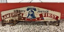 Vintage America First Liberty Justice License Plate Topper Sign ORIGINAL Rare picture
