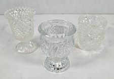 Lot Clear Glass Candle Holder Single Taper Candlestick, Votive Holder Two Sided picture