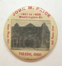 John M Price PALACE LIVERY Toledo Ohio Antique Advertising Pocket Mirror Vtg picture