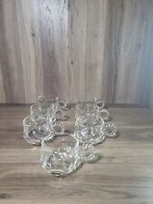 7 Hazel Atlas Orchard Crystal Snack Tray Cups Beaded HandlE Square Bottom picture