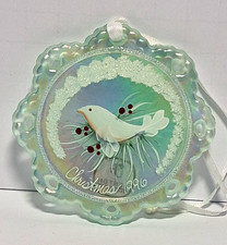 Fenton Hand Painted Glass Dove Christmas Ornament 1996 picture