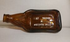 Wisconsin Dells Glass Bottle Ashtray Brown Trinket Dish Souvenir Vintage Smashed picture