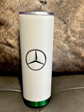 Official Mercedes Benz 24oz Tumbler Rare White W/black Logo Green Rim  New picture