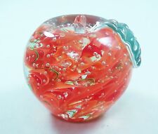 M Design Art Red/Orange Rose in Clear Apple Paperweight PW-718 picture