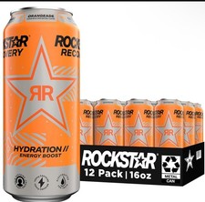 Rockstar Recovery Orangeade 16oz 12Pack Energy Drink Electrolytes Hydration USA picture