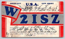 1936 Union City NJ W2ISZ Amateur Ham Radio QSL Postcard Weehawken W2UER picture