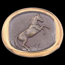 Solid Bronze Stallion Horse Steven Knight SLK Artist 1980s Vintage Belt Buckle picture