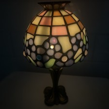 PartyLite - Hydrangea Stained Glass - Tiffany Style Shade Tealight Candle Lamp picture