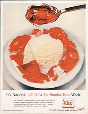 1959 Jello Ice Cream Sundae Best Dessert Vintage Print Ad Vanilla Cherry Art 50s picture