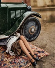 1920s VINTAGE CAR ❤️ Flapper Girl Roaring 20s Vintage Auto Print - 8x10 Photo picture