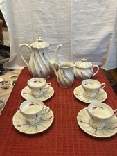 Vintage Yamaka MCM Demitasse tea set W/ Pink Wheat Design & Gold Trim Service 4 picture