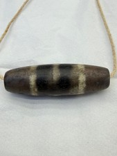 Vintage Tibetan Dzi Agate Bead Double Eye Brown Black White Amulet Pendant picture