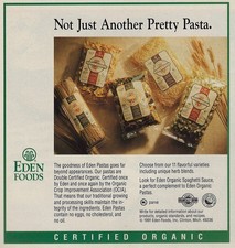 Eden Foods Vintage Print Ad 1991 Certified Organic Pasta Clinton MI Original u b picture