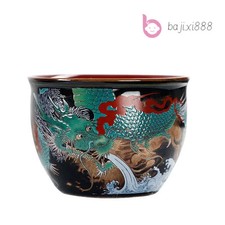 120ml Chinese Handpainted Green Dragon Teacup Enamel Ceramic Master Cup Tea Bowl picture