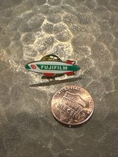 Vintage FujiFilm Blimp Pin Tie Tack Lapel Lanyard Enamel Pin Airship Promotional picture