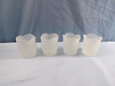 Lot of 4 Satin Clear Glass Tulip Shaped Votive Candle Holders picture
