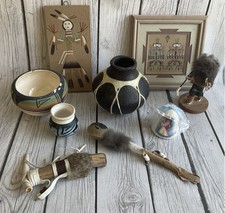 Lot of Vintage Native American decor Signed Katchina & Navajo Pottery picture