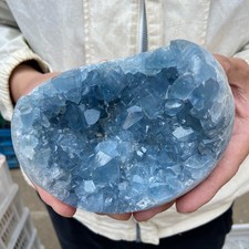 3.6lb Natural Blue Celestite Geode Quartz Crystal Mineral Specimen Healing picture