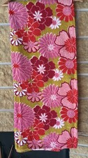 Vintage 60s 70s Flower Power Terrycloth Beach Towel/Tablecloth 52X 64 Pink Red picture