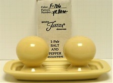 FIESTA YELLOW Salt and Pepper Shaker w/Tray: New 2002 Original Inventory w/Box picture