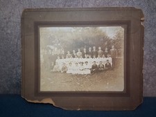 Antique 1900s Group Photograph Black White Boys/Girls Mounted 12
