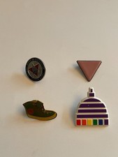 4 Vtg LGBTQ Gay Rights Pins: March On Washington, Pink Triangle, Step into 90s + picture