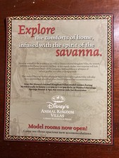 Disney's Animal Kingdom Villas Model Rooms Advertising Sheet picture