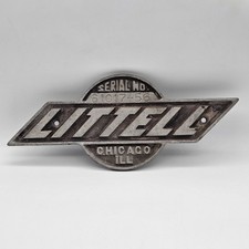 Vintage Littell Machine Sign Industrial Raised Letter Cast Aluminum Plaque picture