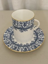 Antique 1892 Royal Worcester Demitasse Cup & Saucer Set Blue Floral Gilt W3842 picture