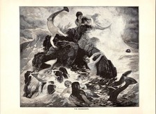 The Mermaidens Arnold Bocklin 1896 Book Plate Print TL2 picture