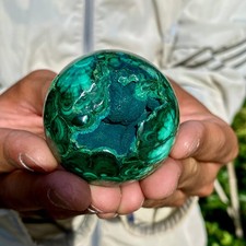 250G Rare Natural Malachite quartz hand Carved sphere Crystal Healing Gem ball picture