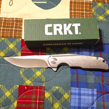 CRKT Remedy Silver SS Handle/Blade Plain Drop Point Frame Lock Manual Clip picture