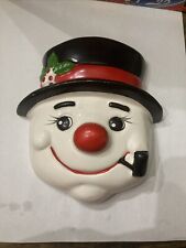 Vintage Antique Ceramic Snowman Mask Christmas Decor 7 Inch Original Box picture