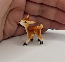 Vintage Ceramic Miniature Spotted Deer Fawn Doe Figurine Animal Trinket picture