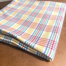 Vintage Yellow Plaid Tablecloth Square Woven Checkered 49x48 picture