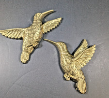 VTG 1985 Homco Gold Tone Hummingbird Plaques Pair Home Interiors Birds 7669 picture