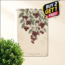 Vintage Cherry Design Tin Metal Sign Retro Elegance Home Kitchen Decor picture