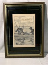 Framed ~Harper's Weekly 1884 Sketch Print Distinguished Fisherman enjoyin 23x17 picture