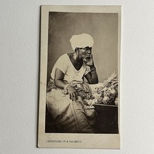 Antique CDV Photograph Black African Woman Slavery Rio De Janeiro Brazil picture