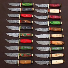 Lot of 20 Pcs Damascus Steel Handmade 8'' Skinner Hunting Knives W/Sheaths USA picture