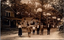 RPPC Klinger Lake Michigan 1913 Oakwood Resort Lanterns & Flags picture