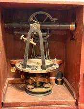 1896 Antique Keuffel & Esser Co. Surveying Transit w Oak case and Stand picture