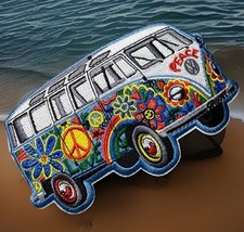 🔥HUGE Hippie Peace Van Embroidered Iron-On Patch Vtg Style CA Surf Life Surfer picture