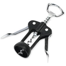 Metal Winged Corkscrew 6.5 Inch Black Chrome Wine Bottle Opener Bar Tool picture