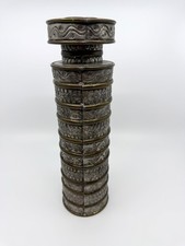 Vintage CB Mexico Gene Byron Brutalist Mixed Metal Brass Tin Candle Holder 11.5